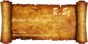 Roder Szénia névjegykártya